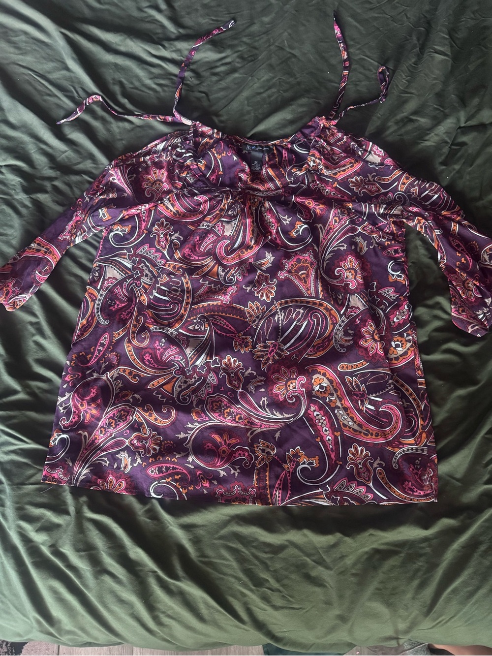 INC International Concepts Purple Paisley Cutout Shoulder Tunic